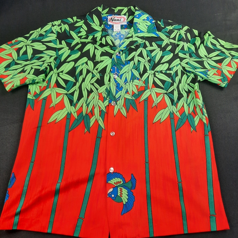 Nani colorful short sleeve button down shirt size L